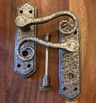 Pewter Cast Iron Victorian Rat Tail Door Handles With Bathroom T&R (P400B)